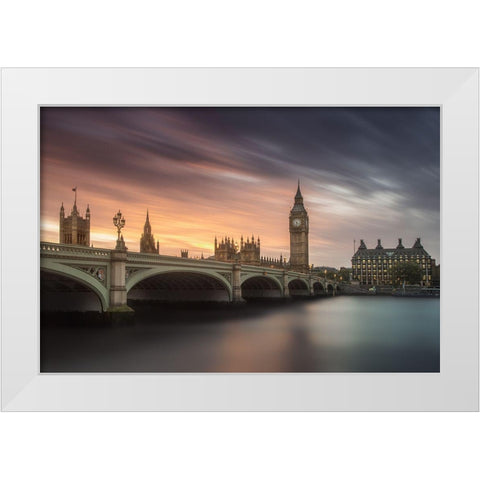 Big Ben-London White Modern Wood Framed Art Print by F. Turienzo, Carlos
