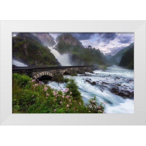 Laytefossen White Modern Wood Framed Art Print by Bjorkqvist, Arvid
