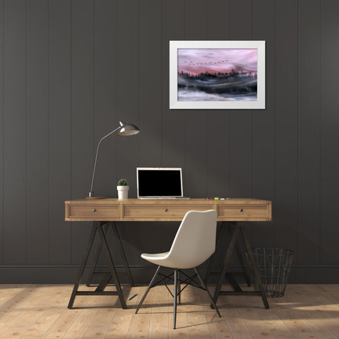 Leaving At Dawn White Modern Wood Framed Art Print by Emanuelson, Bjorn