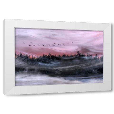 Leaving At Dawn White Modern Wood Framed Art Print by Emanuelson, Bjorn