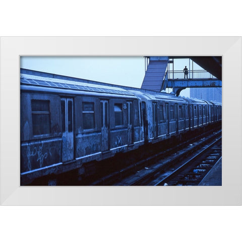 The Train-From The Series Qnew York Bluesq White Modern Wood Framed Art Print by Matthes, Dieter