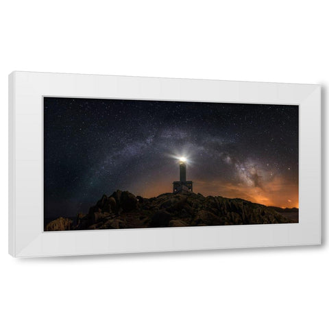 Nariga Lighthouse White Modern Wood Framed Art Print by Mendoza, Chencho