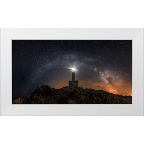 Nariga Lighthouse White Modern Wood Framed Art Print by Mendoza, Chencho