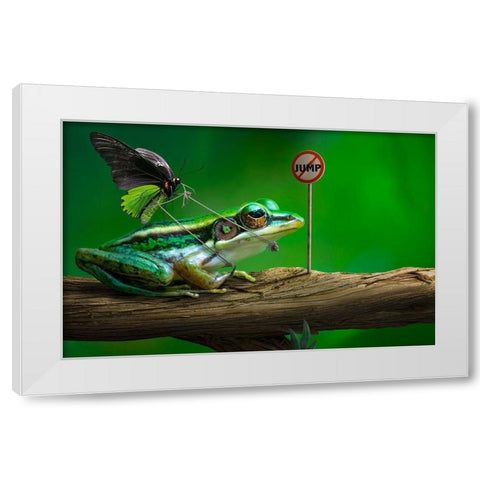 No Jump White Modern Wood Framed Art Print by Almawash, Sulaiman