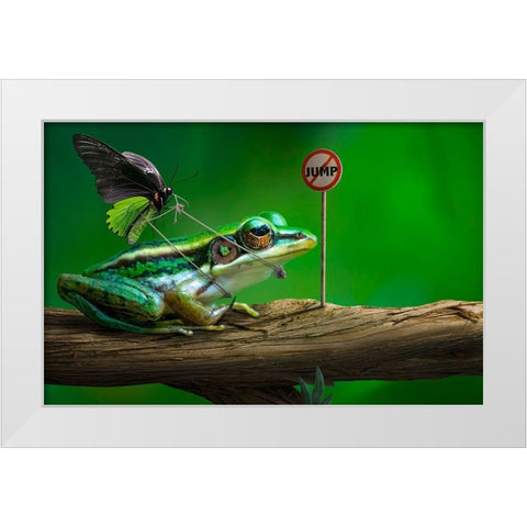 No Jump White Modern Wood Framed Art Print by Almawash, Sulaiman