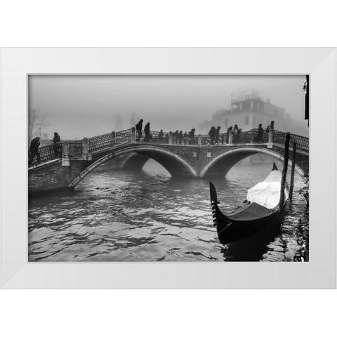 Tre Ponti - Three Bridges White Modern Wood Framed Art Print by Avolio, Stefano