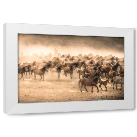 Yilki White Modern Wood Framed Art Print by Tuncel, Tunc