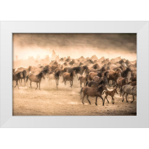 Yilki White Modern Wood Framed Art Print by Tuncel, Tunc