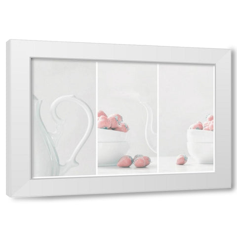 Strawberries Delight White Modern Wood Framed Art Print by Devos, Delphine
