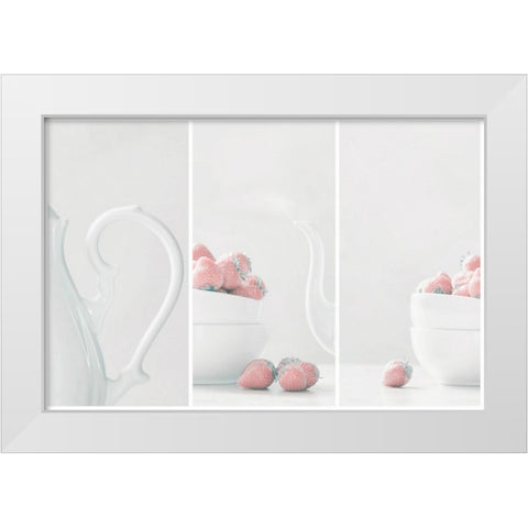 Strawberries Delight White Modern Wood Framed Art Print by Devos, Delphine