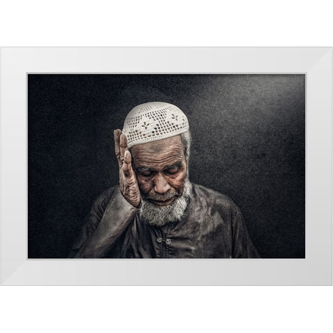 Worries Of Life White Modern Wood Framed Art Print by ALSaeed, Husain