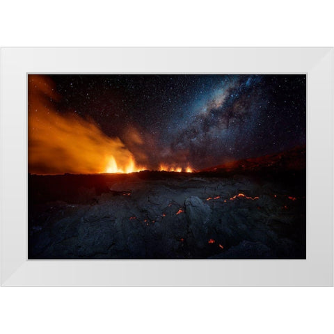 Fire And Sky !!! White Modern Wood Framed Art Print by Gabriel, Barathieu