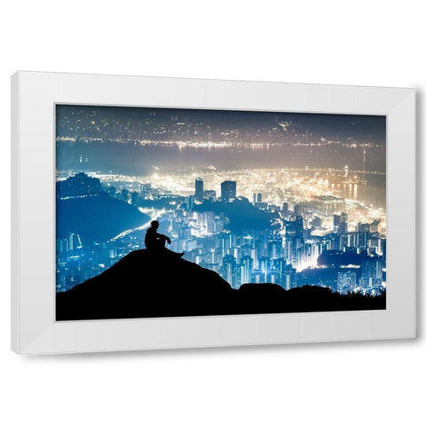 City Watcher White Modern Wood Framed Art Print by Ling, Ar