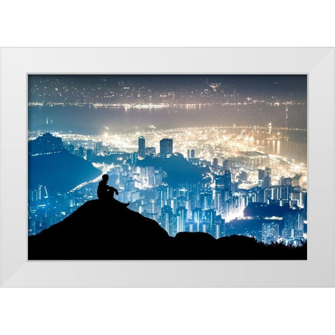 City Watcher White Modern Wood Framed Art Print by Ling, Ar