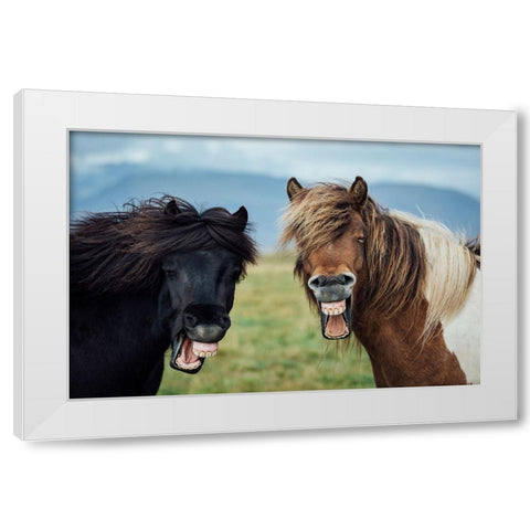 Wild Smile White Modern Wood Framed Art Print by Amos, Nir