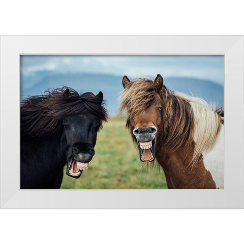 Wild Smile White Modern Wood Framed Art Print by Amos, Nir