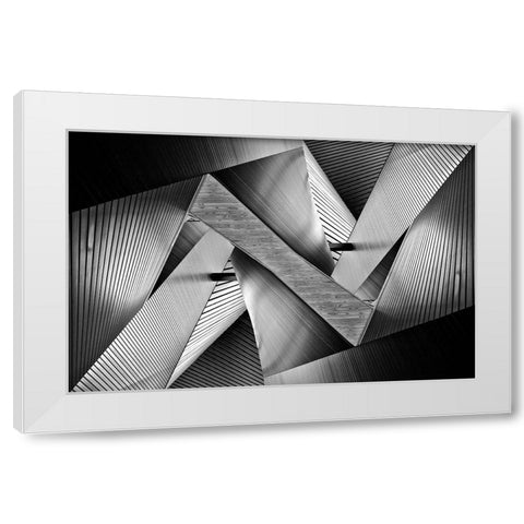 Metal Origami White Modern Wood Framed Art Print by Tajima, Koji
