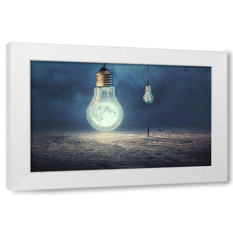 Moon Lamp White Modern Wood Framed Art Print by Almawash, Sulaiman