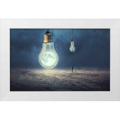 Moon Lamp White Modern Wood Framed Art Print by Almawash, Sulaiman