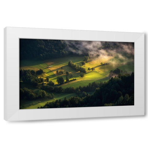 Light And Shadow White Modern Wood Framed Art Print by Krivec, Ales