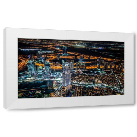 Dubai Night White Modern Wood Framed Art Print by Schmidtke, Holger