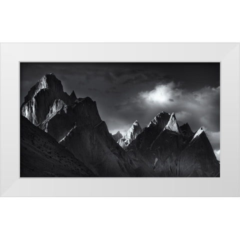 Trango Towers White Modern Wood Framed Art Print by Shi, Fei