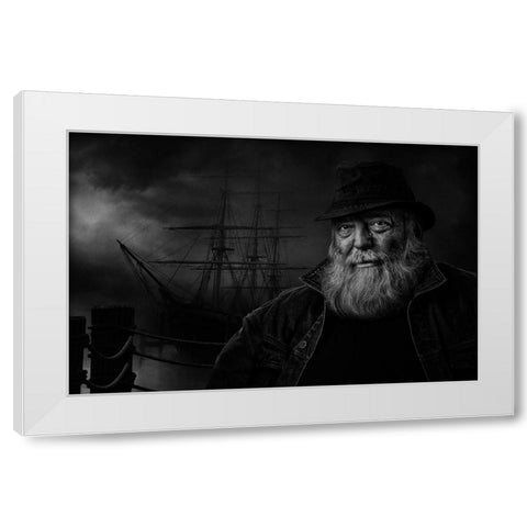 Sitting At The Dock Of The Bay White Modern Wood Framed Art Print by Brazeau, Claude