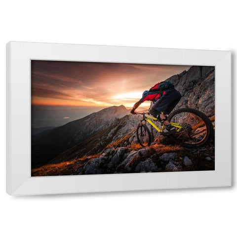 Golden Hour High Alpine Ride White Modern Wood Framed Art Print by Bertoncelj, Sandi