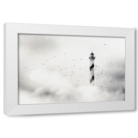 The Fog White Modern Wood Framed Art Print by Flour, Piet