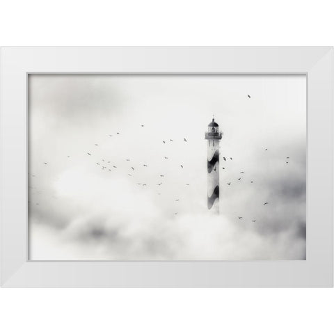 The Fog White Modern Wood Framed Art Print by Flour, Piet