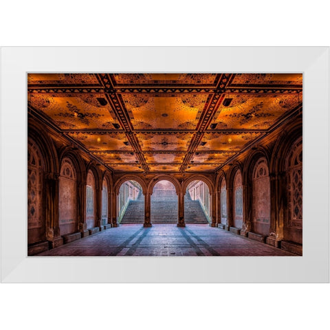 A Walk In The Park White Modern Wood Framed Art Print by Agazzi, Andreas