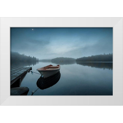 When The Day Wakes White Modern Wood Framed Art Print by Pettersson, Benny