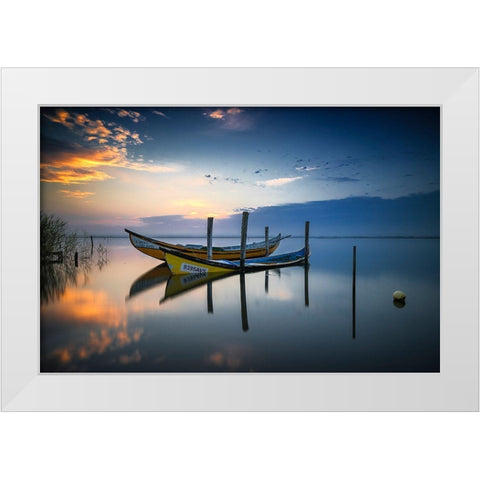 The Boats White Modern Wood Framed Art Print by Ribeiro, Rui