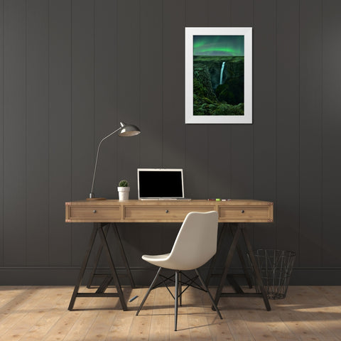 Green Night White Modern Wood Framed Art Print by Xu, Mei