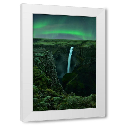 Green Night White Modern Wood Framed Art Print by Xu, Mei