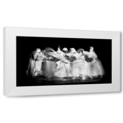Sufi Dance In Motion White Modern Wood Framed Art Print by El Assy, Nader
