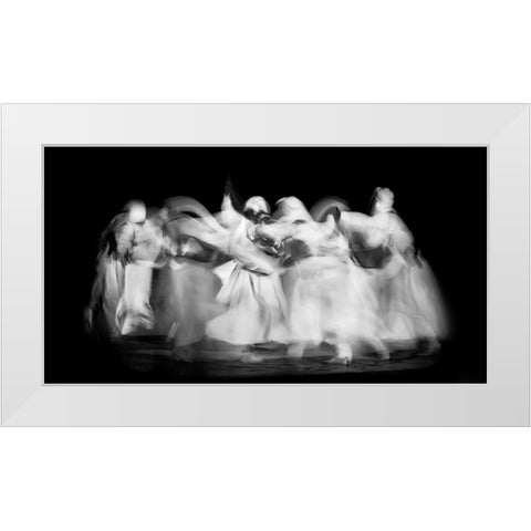 Sufi Dance In Motion White Modern Wood Framed Art Print by El Assy, Nader