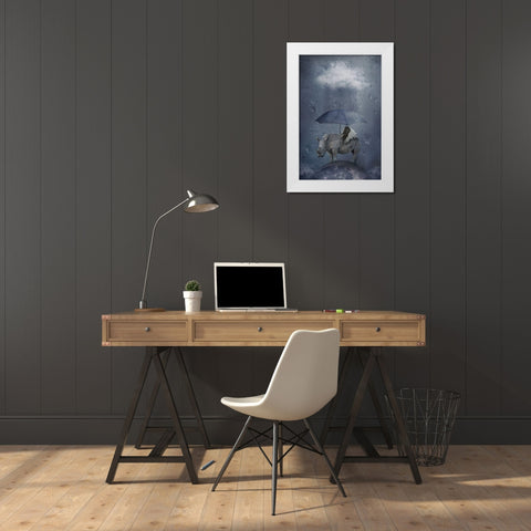 Under The Rain White Modern Wood Framed Art Print by Vekemans, Muriel