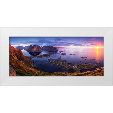 Lofoten Sunrise White Modern Wood Framed Art Print by Tanase, Sorin
