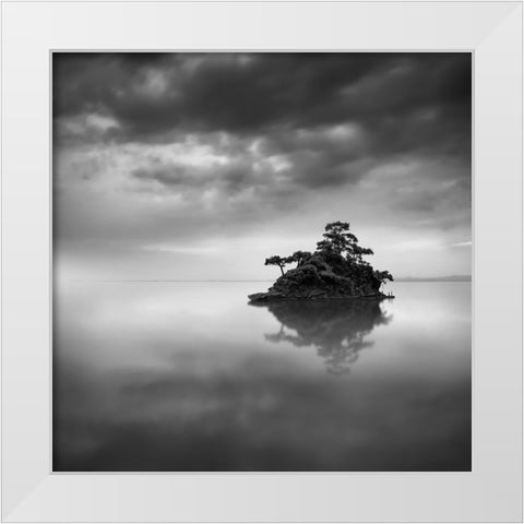 The Island White Modern Wood Framed Art Print by Digalakis, George