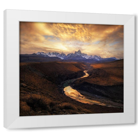 View From The Gorge White Modern Wood Framed Art Print by Zhang, Yan