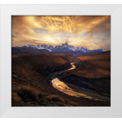 View From The Gorge White Modern Wood Framed Art Print by Zhang, Yan