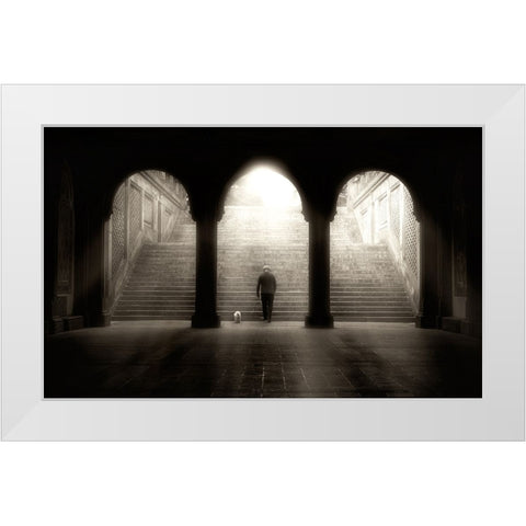 Morning walk White Modern Wood Framed Art Print by Provost, Louis-Philippe