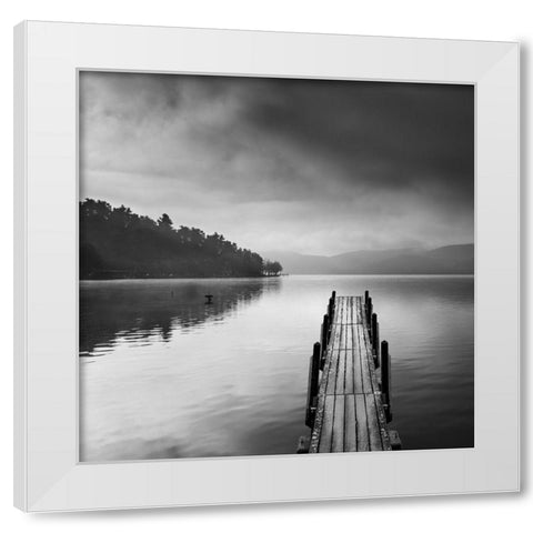 Lake View With Pier Ii White Modern Wood Framed Art Print by Digalakis, George