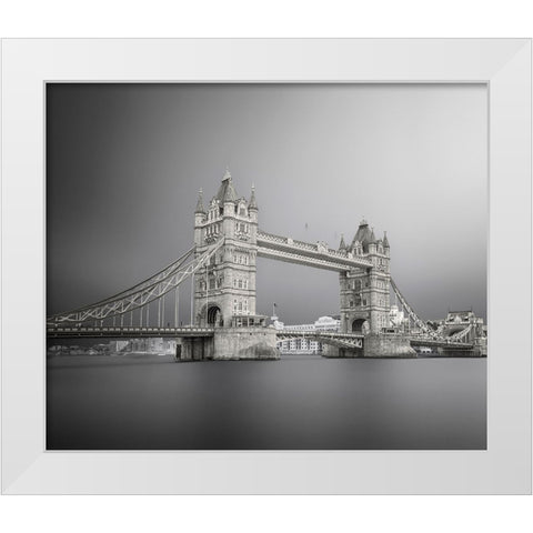 Tower Bridge White Modern Wood Framed Art Print by Thabet, Ahmed