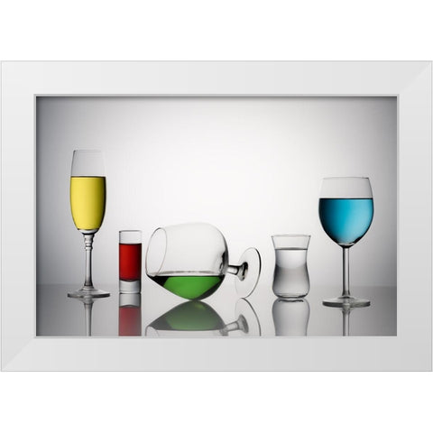 Color Liqued White Modern Wood Framed Art Print by Swid, Saleh