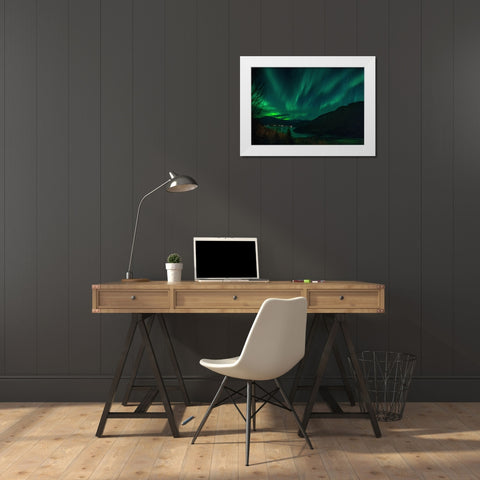 The Green Gold White Modern Wood Framed Art Print by Caroline Stroksnes, Mette