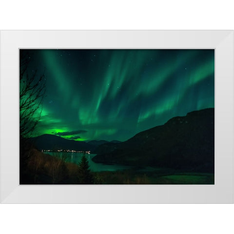 The Green Gold White Modern Wood Framed Art Print by Caroline Stroksnes, Mette
