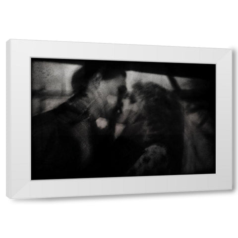 Shadows ( The Kiss ) White Modern Wood Framed Art Print by Davidovic, Dalibor