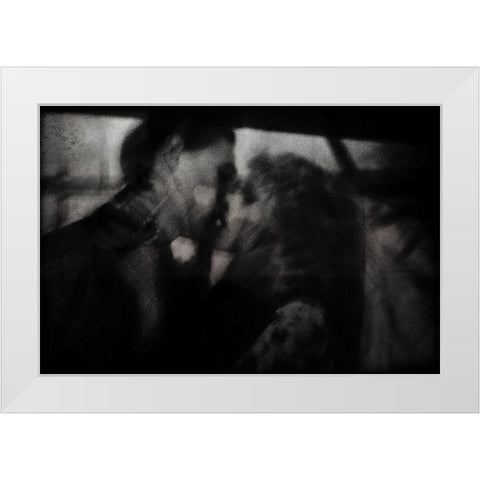 Shadows ( The Kiss ) White Modern Wood Framed Art Print by Davidovic, Dalibor